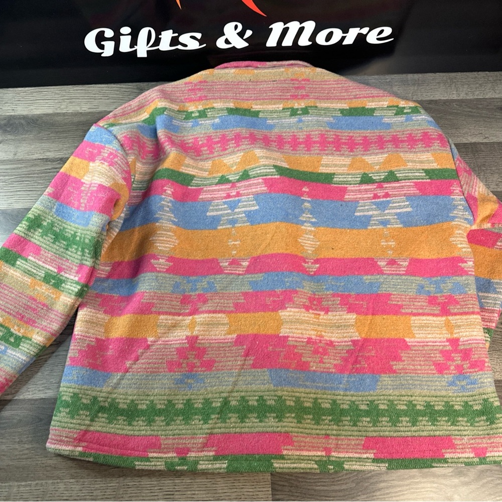 Colorful Patterned Button-Up Jacket size medium - image 9